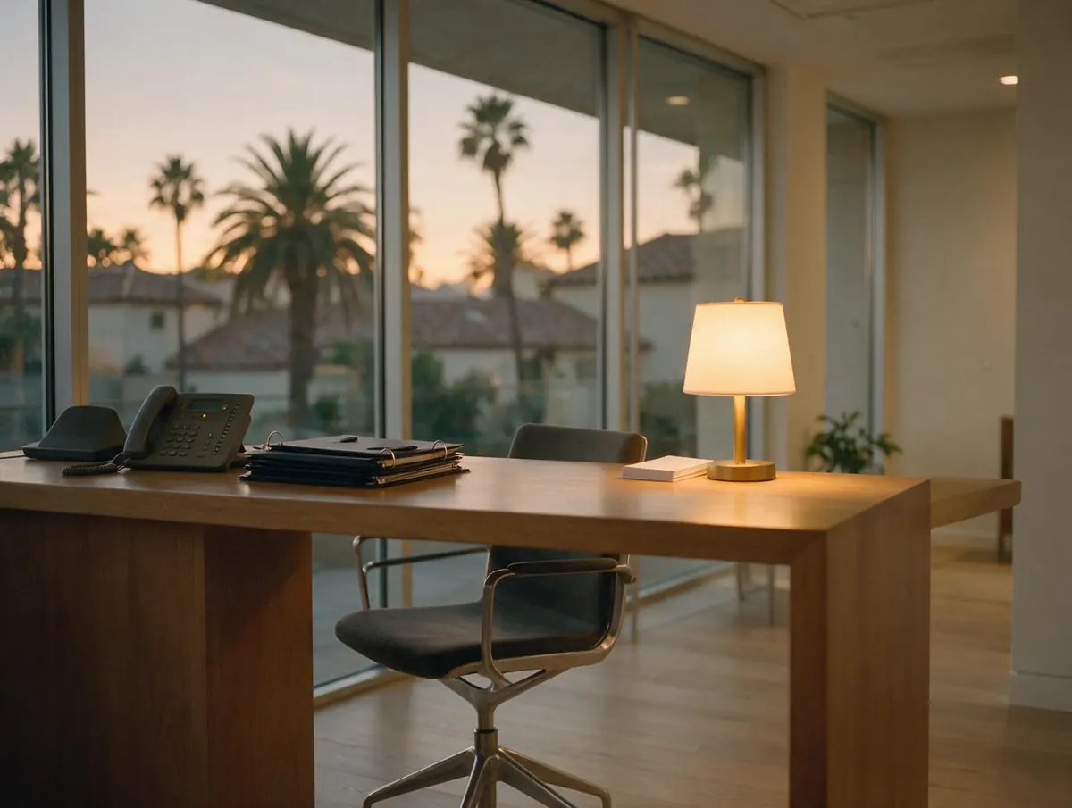 A workplace in Miami at night, the phone unanswered