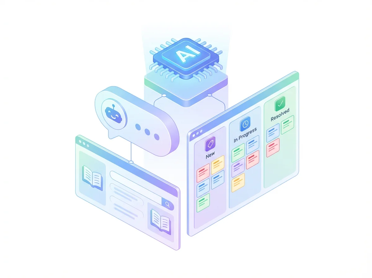 AI-enhanced support automation with chatbot and ticket triage system
