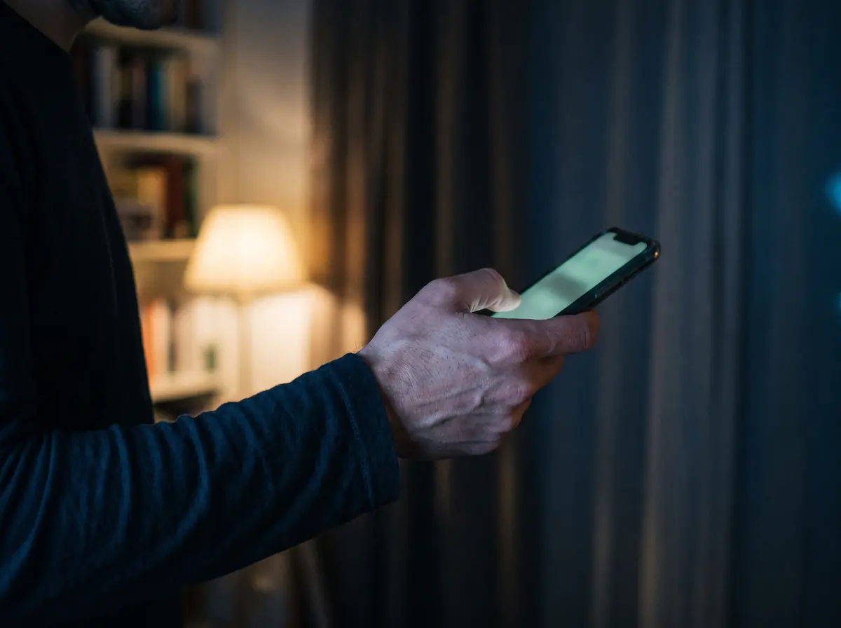 A phone held mid-message