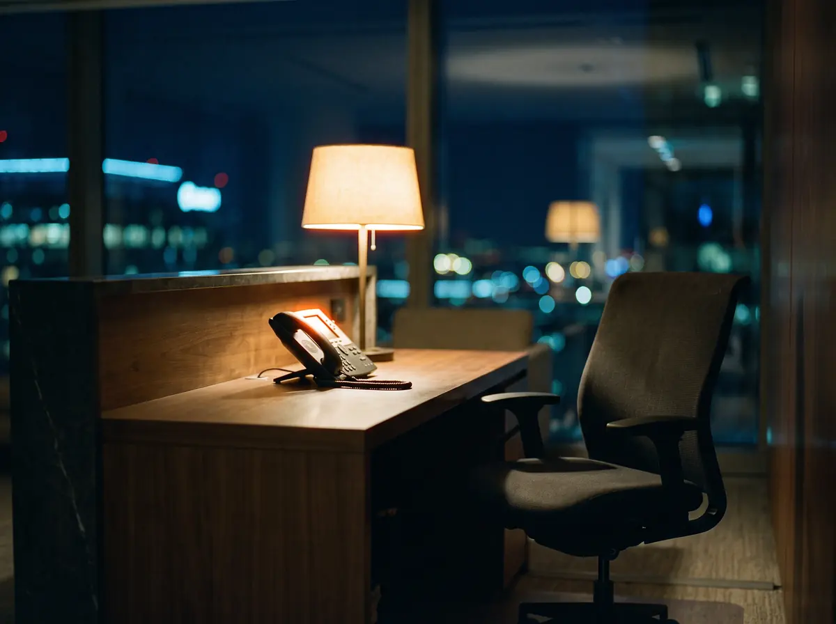 A reception desk phone